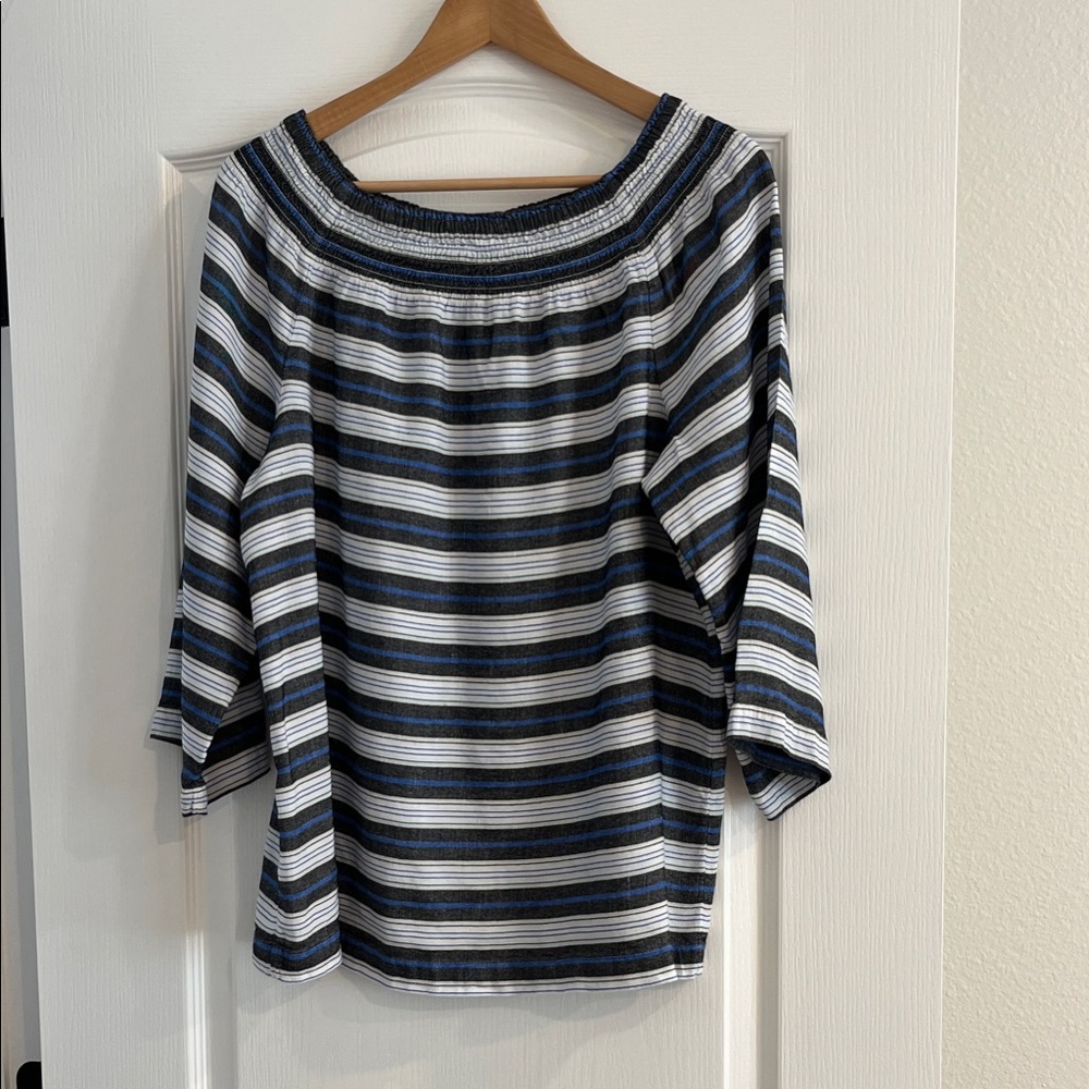 J. Jill Blue and White Striped Top